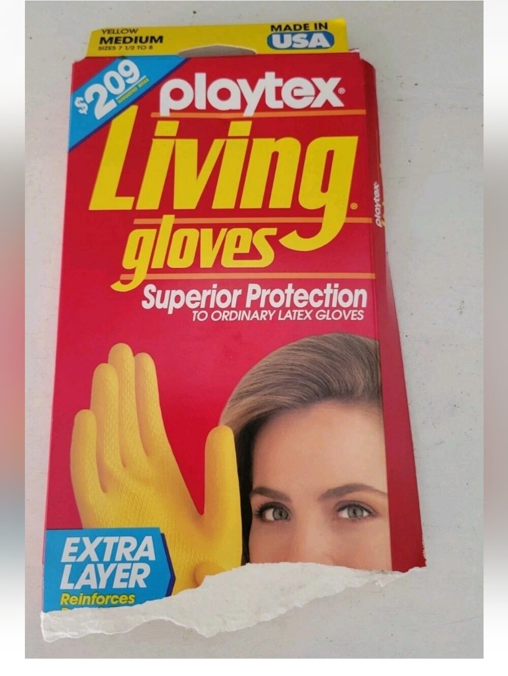 Vintage Playtex Living Gloves Cleaning Yellow Extra Long Anit Slip Grip NEW